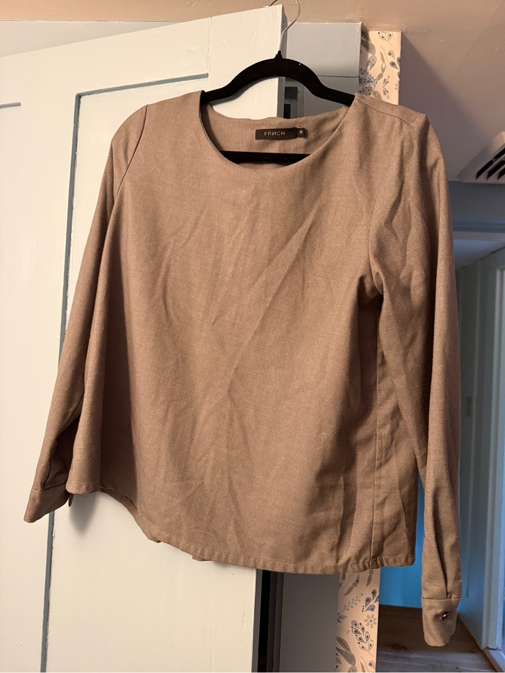 Frnch Connection Women's Long-Sleeve Taupe Blouse